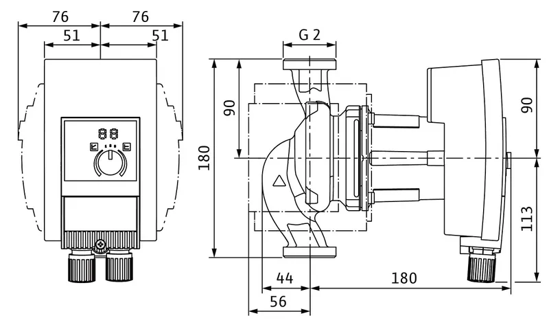 Wilo Nassläufer-Hocheffizienzpumpe Yonos MAXO plus 30/0,5-7 PN6/10,90W