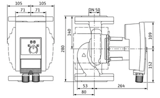 Wilo Nassläufer-Hocheffizienzpumpe Yonos MAXO plus 50/0,5-12 PN6/10,500W