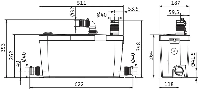 WILO Schmutzwasser-Hebeanlage HiDrainlift 3-37,1x230V