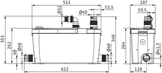 WILO Schmutzwasser-Hebeanlage HiDrainlift 3-37,1x230V