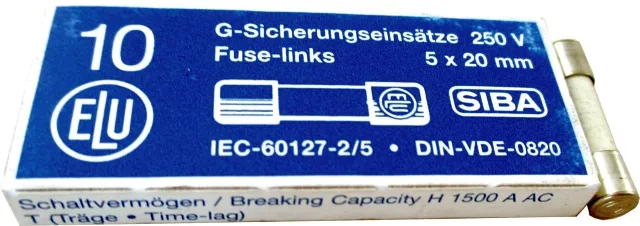 Wolf Sicherung Fein 1A Träge 250V 5x20mm