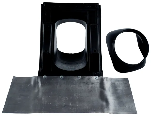 Wolf Universalpfanne Schrägdach 25-45Gr schwarz, mit flex. Bleischürze unten