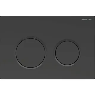 Geberit Betätigungsplatte Omega20, Platte und Tasten schwarz matt, Designringe schwarz