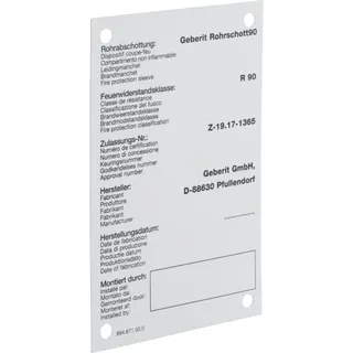 Geberit Hinweisschild zu Rohrschott90
