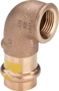 Viega Winkel 90 Grad mit SC Profipress G 2614.2 für Gas in 15mm x Rp3/4 Rotguss
