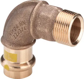 Viega Bogen 90 Grad mit SC Profipress G 2614 für Gas in 42mm x R1 1/2 Rotguss