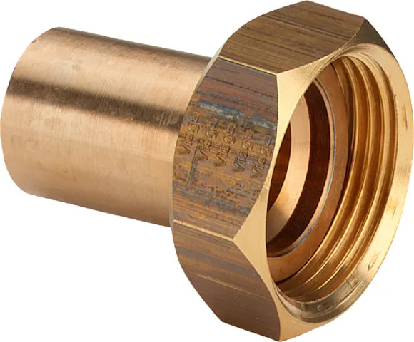 Viega Verschraubung mit SC Sanpress 2264 flachdichtend in 54mm x G2 3/8 Rotguss
