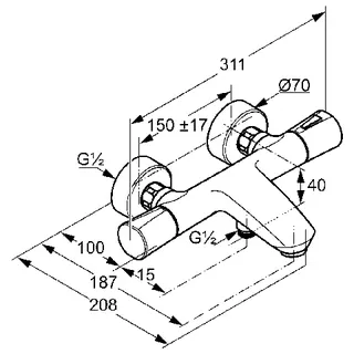 Kludi Zenta Thermostat Wannenfüll- und Brausearmatur chrom – Bild 2