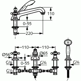 Kludi Adlon Wannen-Armatur Ausladug 220 mm – Bild 2