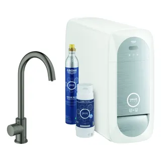 Grohe Mono-Armatur BLUE HOME, Starter-Kit, C-Auslauf hard graphite gebürstet