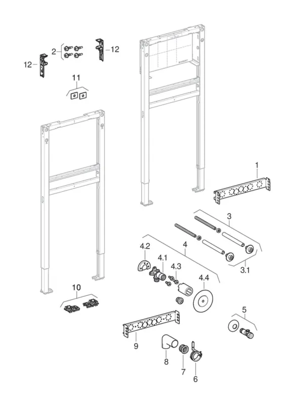Geberit Duofix Element f. Waschtisch, 82-98 cm Standarmatur