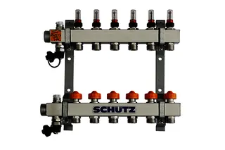 SCHÜTZ Dynamischer HK-Verteiler 90-3 für 6 HK aus Edelstahl, Länge 370 mm