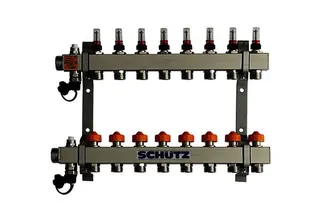 SCHÜTZ Dynamischer HK-Verteiler 90-3 für 8 HK aus Edelstahl, Länge 470 mm