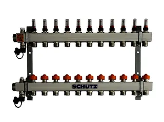SCHÜTZ Dynamischer HK-Verteiler 90-3 für 11 HK aus Edelstahl, Länge 620 mm