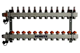 SCHÜTZ Dynamischer HK-Verteiler 90-3 für 12 HK aus Edelstahl, Länge 670 mm