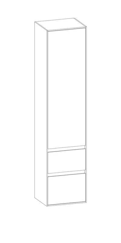 SCALIDO-Hochschrank zu KP 420x1790x350mm 1 Tür rechts 2 Auszüge Farbvariant L/W/L