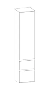 SCALIDO-Hochschrank zu KP 420x1790x350mm 1 Tür rechts 2 Auszüge Farbvariant L/G/L