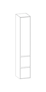 SCALIDO-Hochschrank SLIM 320x1830x350mm 1 Tür rechts 2 Auszüge Farbvar. W/L/L