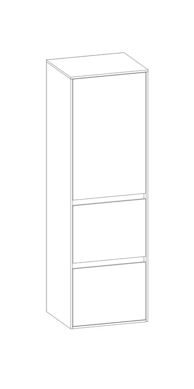 SCALIDO-Mittelschr. SLIM 420x1330x350mm Tür oben rechts 2 Auszüge Farbvar W/L/L