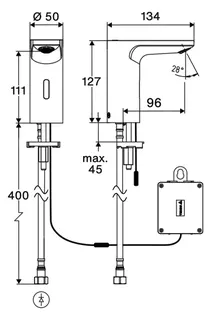 SCHELL Waschtisch-Arm. CELIS E2 HD-K, Elektron. Kaltwasser, Batteriebetrieb, chrom – Bild 2