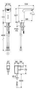 SCHELL Waschtisch-Arm. CELIS E2 HD-M, Elektron. Mischwasser, Steckernetzteil, chrom – Bild 2