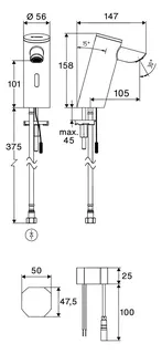 SCHELL Waschtisch-Arm. PURIS E2 HD-K, Elektron. Kaltwasser, UP-Netzteil, chrom – Bild 2