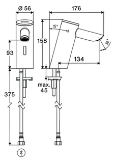 SCHELL Waschtisch-Arm. PURIS E2 HD-K, Elektron. Batteriebetrieb, 140 Auslauf, chrom – Bild 2