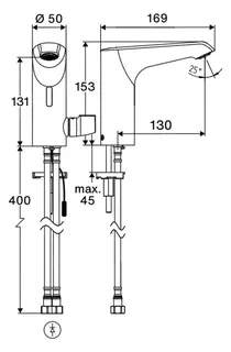 SCHELL Waschtisch-Arm. XERIS E2 T HD-M Elektron. Thermostat, ohne Stromvers., mid, chrom – Bild 2