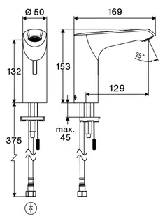 SCHELL Waschtisch-Arm. XERIS E2 HD-K, Elektron. Kaltwasser, ohne Stromv., mid, chrom – Bild 2