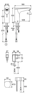SCHELL Waschtisch-Arm. XERIS E2 HD-K, Elektron. Kaltwasser, Steckernetzteil, mid, chrom – Bild 2