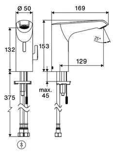 SCHELL Waschtisch-Arm. XERIS E2 HD-M, Elektron. Mischwasser, ohne Stromv., mid,chrom – Bild 2