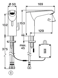 SCHELL Waschtisch-Arm. XERIS E2 HD-M, Elektron. Mischwasser, Batteriebetrieb, mid, chrom – Bild 2
