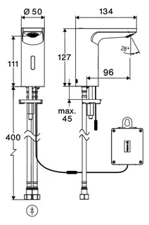 SCHELL Waschtisch-Arm. CELIS E2 HD-M, Elektron. Mischwasser, Batteriebetrieb, chrom – Bild 2