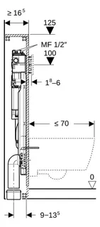 Geberit GIS Element f. WWC, 125cm, mit Sigma UP-SPK 12cm, mit HS50 Hygienesp./2 WA – Bild 3