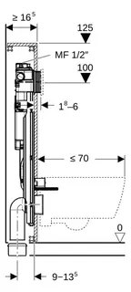Geberit GIS Element f. WWC, 125cm, mit Sigma UP-SPK 12cm, mit HS30 Hygienesp./2 WA – Bild 3