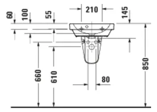 Duravit D-Code 2.0 HWB 450mm 1.HL, m. ÜL,Weiß – Bild 2