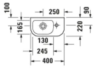 Duravit D-Code 2.0 HWB 400mm 1 HL, m. ÜL,Weiß – Bild 2