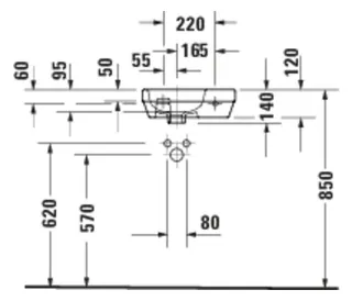 Duravit D-Code 2.0 HWB 400mm 1 HL, m. ÜL,Weiß – Bild 3