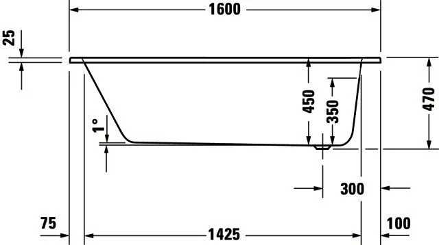 Duravit D-Code 2.0 Badewanne, 1600x700mm, Einbau Weiß
