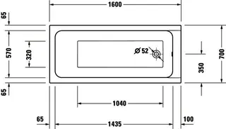 Duravit D-Code 2.0 Badewanne, 1600x700mm, Einbau Weiß – Bild 2
