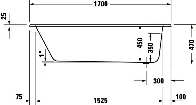 Duravit D-Code 2.0 Badewanne, 1700x700mm, Einbau Weiß
