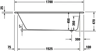 Duravit D-Code 2.0 Badewanne, 1700x700mm, Einbau Weiß