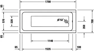 Duravit D-Code 2.0 Badewanne, 1700x700mm, Einbau Weiß – Bild 2
