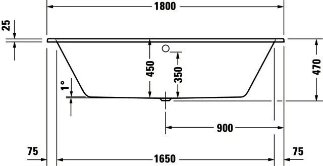 DU D-Code 2.0 BW, 1800x800mm, Einbau 2 Rückenschrägen, Weiß