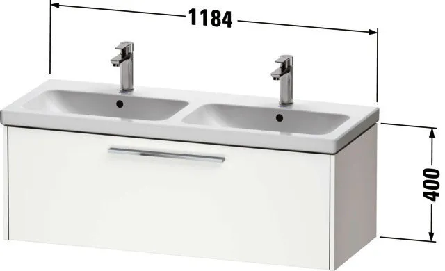 Duravit D-Code 2.0 WTU Wandh. Auszug 1,f.DWT 1184x400x460,Griff Chrom,Graphit Matt