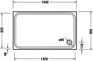 Duravit D-Code Duschwanne, 1500x900x85 mm, Weiß, Sanitäracryl – Bild 3