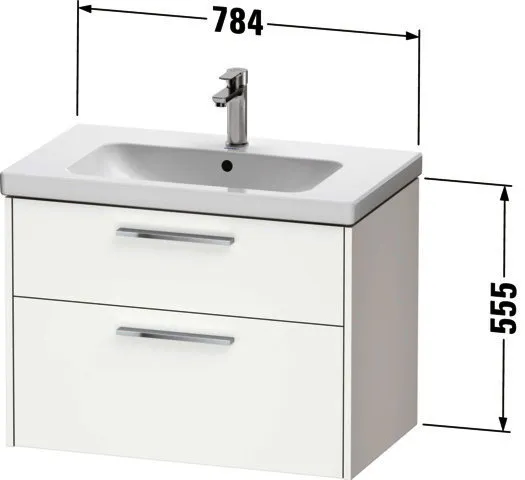Duravit D-Code 2.0 WTU Wandh. Schubk. 2, 784x555x460,Griff Dia.schw.,Graphit Matt