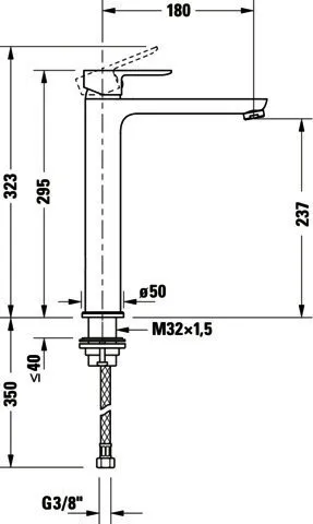 Duravit D-Code Einhebel-Waschtisch-Mischer XL, o. Zugst.FreshStart,MinusFlow Chrom Hgl