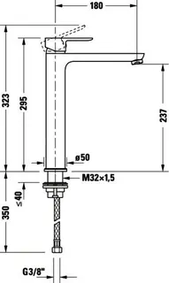 Duravit D-Code Einhebel-Waschtisch-Mischer XL, o. Zugst.FreshStart,MinusFlow Chrom Hgl