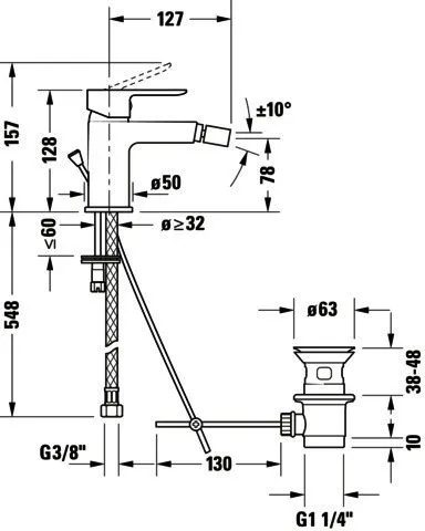 Duravit D-Code 2.0 Einh.-Bidetmischer Schwarz Matt